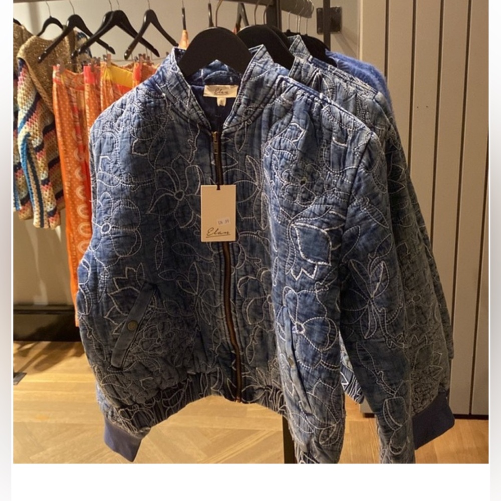 Elan quilted bomber jacket denim blue cotton size M - Picture 5 of 14